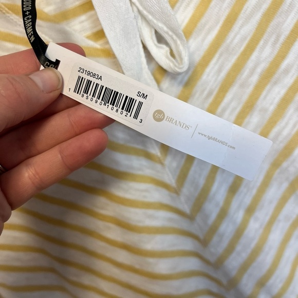 Coco+Carmen Yellow & White Striped Drawstring Hooded Tunic Shirt Sz S/M - Picture 7 of 8